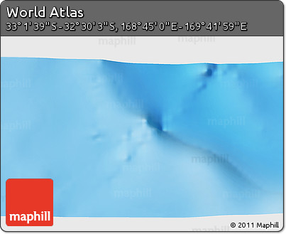 Physical 3D Map of the Area around 32° 45' 51" S, 169° 13' 29" E