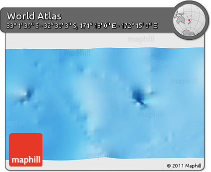 Physical 3D Map of the Area around 32° 45' 51" S, 171° 46' 30" E