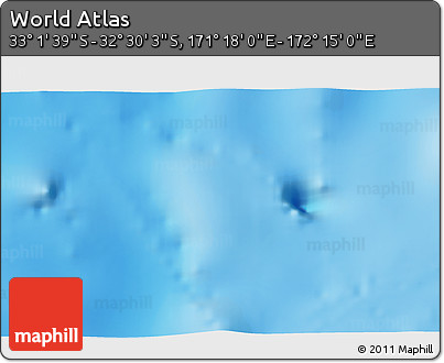 Physical 3D Map of the Area around 32° 45' 51" S, 171° 46' 30" E