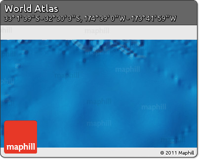 Shaded Relief 3D Map of the Area around 32° 45' 51" S, 174° 10' 30" W