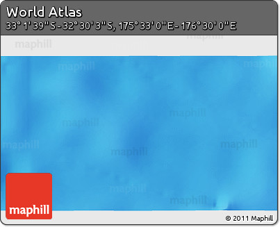 Physical 3D Map of the Area around 32° 45' 51" S, 176° 1' 30" E