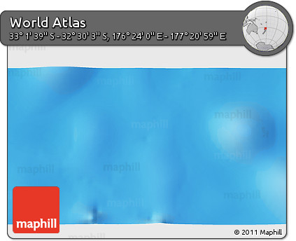 Physical 3D Map of the Area around 32° 45' 51" S, 176° 52' 30" E