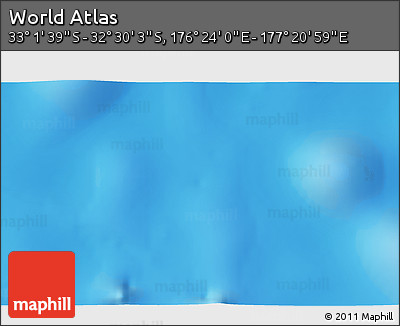 Physical 3D Map of the Area around 32° 45' 51" S, 176° 52' 30" E