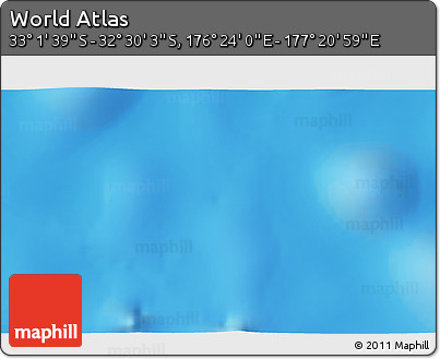Physical 3D Map of the Area around 32° 45' 51" S, 176° 52' 30" E