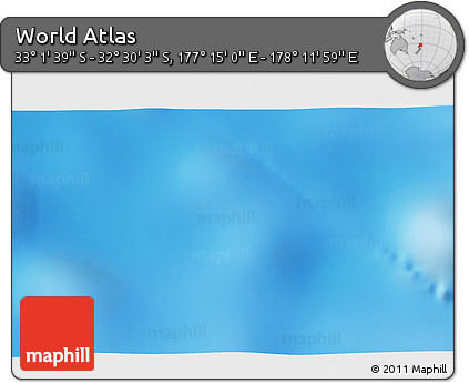 Physical 3D Map of the Area around 32° 45' 51" S, 177° 43' 29" E