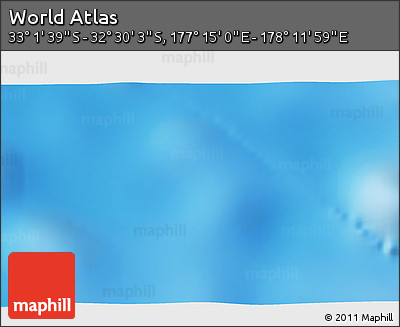 Physical 3D Map of the Area around 32° 45' 51" S, 177° 43' 29" E