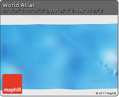 Physical 3D Map of the Area around 32° 45' 51" S, 177° 43' 29" E