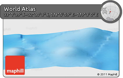 Physical Panoramic Map of the Area around 32° 45' 51" S, 178° 34' 29" E