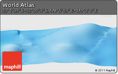Physical Panoramic Map of the Area around 32° 45' 51" S, 178° 34' 29" E
