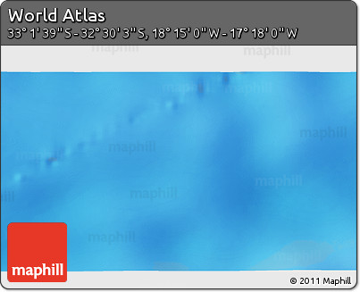 Physical 3D Map of the Area around 32° 45' 51" S, 17° 46' 29" W