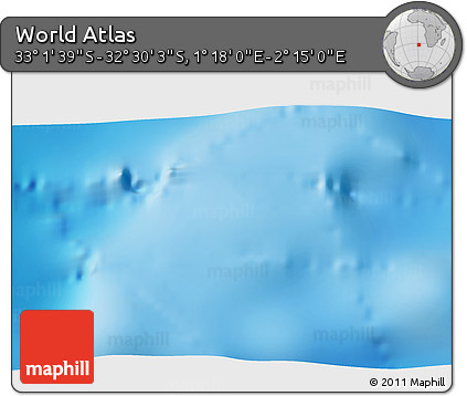 Physical 3D Map of the Area around 32° 45' 51" S, 1° 46' 29" E