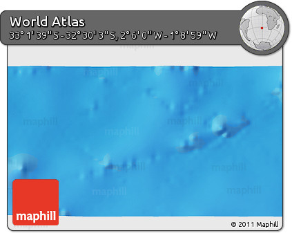 Physical 3D Map of the Area around 32° 45' 51" S, 1° 37' 30" W