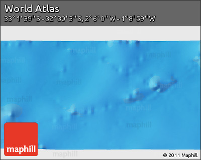 Physical 3D Map of the Area around 32° 45' 51" S, 1° 37' 30" W
