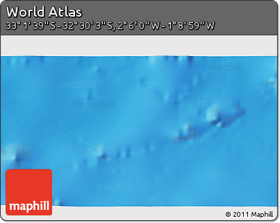 Physical 3D Map of the Area around 32° 45' 51" S, 1° 37' 30" W