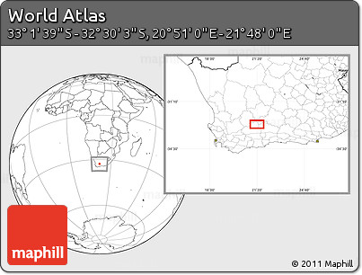 Blank Location Map of the Area around 32° 45' 51" S, 21° 19' 30" E