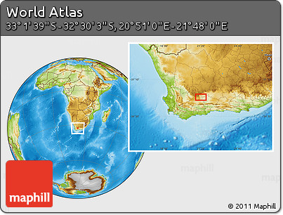 Physical Location Map of the Area around 32° 45' 51" S, 21° 19' 30" E