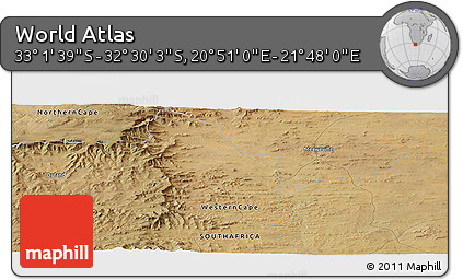 Satellite Panoramic Map of the Area around 32° 45' 51" S, 21° 19' 30" E