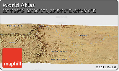 Satellite Panoramic Map of the Area around 32° 45' 51" S, 21° 19' 30" E