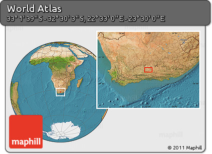Satellite Location Map of the Area around 32° 45' 51" S, 23° 1' 29" E