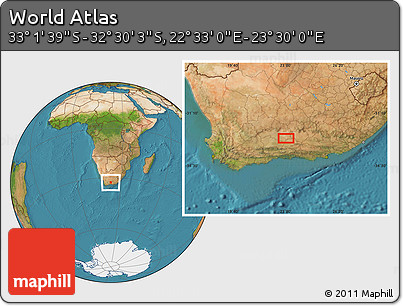 Satellite Location Map of the Area around 32° 45' 51" S, 23° 1' 29" E