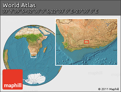 Satellite Location Map of the Area around 32° 45' 51" S, 23° 1' 29" E