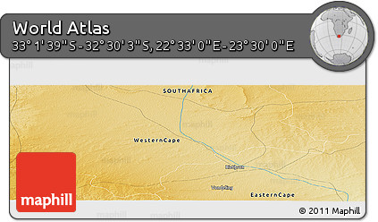Physical Panoramic Map of the Area around 32° 45' 51" S, 23° 1' 29" E