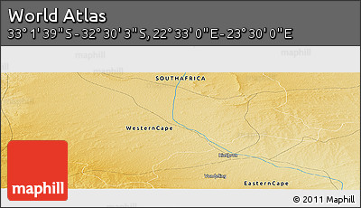 Physical Panoramic Map of the Area around 32° 45' 51" S, 23° 1' 29" E