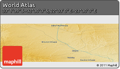 Physical Panoramic Map of the Area around 32° 45' 51" S, 23° 1' 29" E