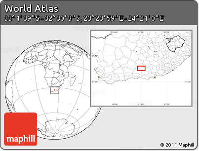 Blank Location Map of the Area around 32° 45' 51" S, 23° 52' 30" E