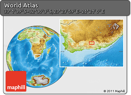 Physical Location Map of the Area around 32° 45' 51" S, 23° 52' 30" E