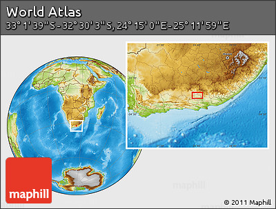 Physical Location Map of the Area around 32° 45' 51" S, 24° 43' 30" E