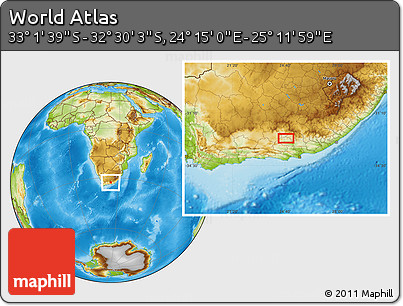 Physical Location Map of the Area around 32° 45' 51" S, 24° 43' 30" E