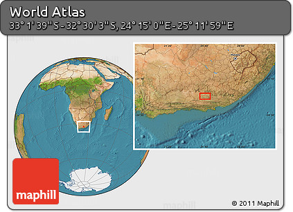Satellite Location Map of the Area around 32° 45' 51" S, 24° 43' 30" E