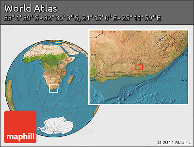 Satellite Location Map of the Area around 32° 45' 51" S, 24° 43' 30" E