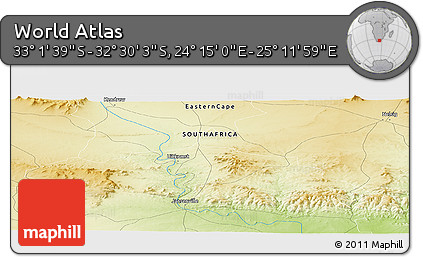 Physical Panoramic Map of the Area around 32° 45' 51" S, 24° 43' 30" E