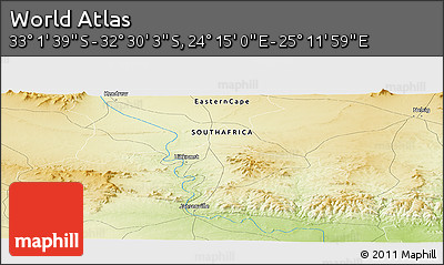 Physical Panoramic Map of the Area around 32° 45' 51" S, 24° 43' 30" E