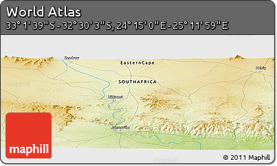 Physical Panoramic Map of the Area around 32° 45' 51" S, 24° 43' 30" E
