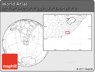 Blank Location Map of the Area around 32° 45' 51" S, 27° 16' 29" E