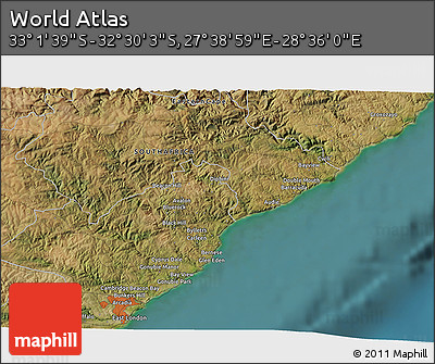 Satellite 3D Map of the Area around 32° 45' 51" S, 28° 7' 30" E