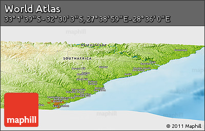 Physical Panoramic Map of the Area around 32° 45' 51" S, 28° 7' 30" E