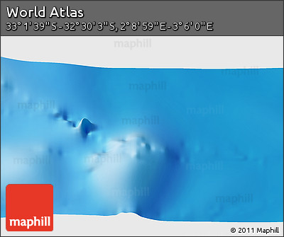 Physical 3D Map of the Area around 32° 45' 51" S, 2° 37' 30" E