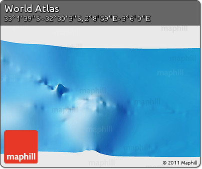 Physical 3D Map of the Area around 32° 45' 51" S, 2° 37' 30" E