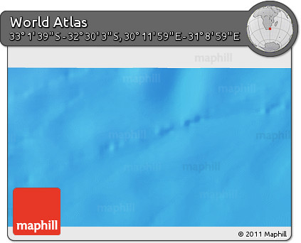 Physical 3D Map of the Area around 32° 45' 51" S, 30° 40' 29" E