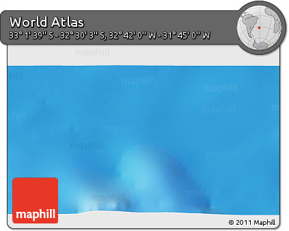 Physical 3D Map of the Area around 32° 45' 51" S, 32° 13' 30" W