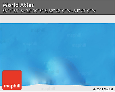 Physical 3D Map of the Area around 32° 45' 51" S, 32° 13' 30" W