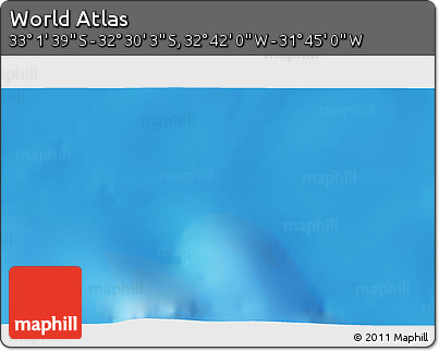Physical 3D Map of the Area around 32° 45' 51" S, 32° 13' 30" W