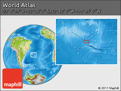 Physical Location Map of the Area around 32° 45' 51" S, 32° 13' 30" W