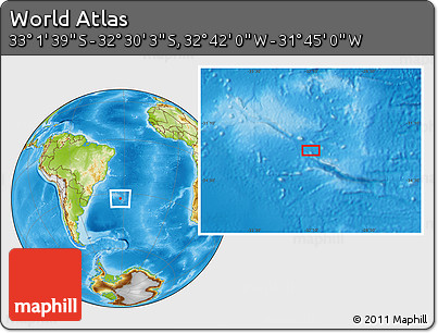 Physical Location Map of the Area around 32° 45' 51" S, 32° 13' 30" W