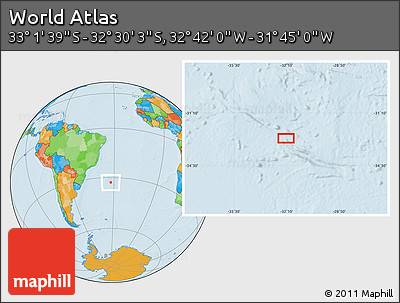 Political Location Map of the Area around 32° 45' 51" S, 32° 13' 30" W