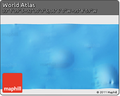 Physical 3D Map of the Area around 32° 45' 51" S, 35° 37' 30" W